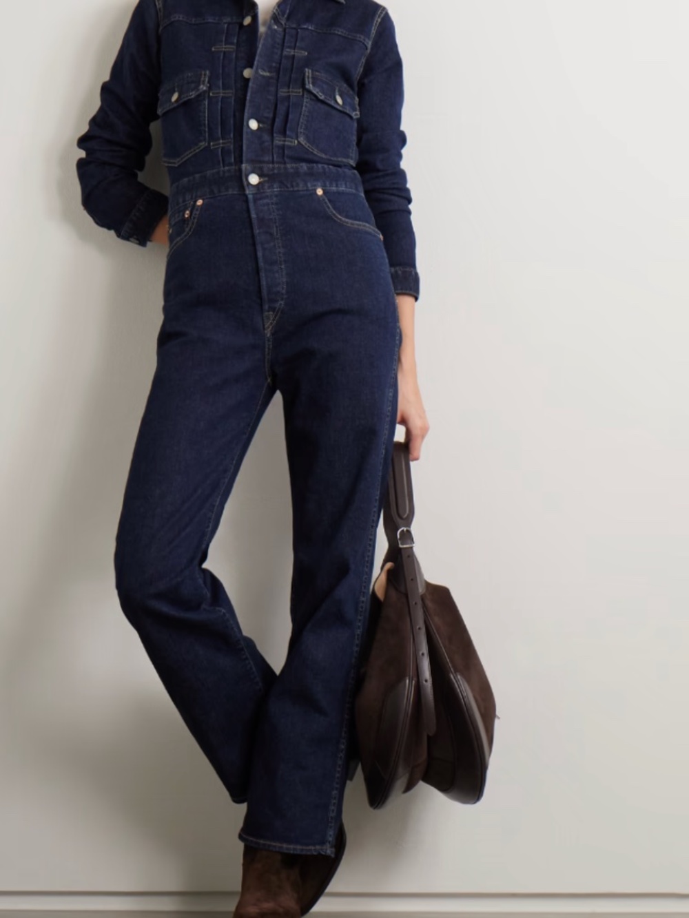 Ralph Lauren RRL Denim Long Sleeve Jumpsuit Size 2 Indigo Blue Cotton (X)